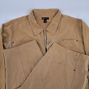 GODBODY 5XL Beige Patchwork Corduroy Fleece 2 Piece Jacket Pants Set Men